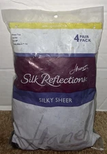 4-pair pack of Hanes Silk Reflections Silky Sheer pantyhose Size EF Barely Black