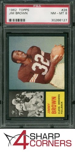 1962 TOPPS #28 JIM JIMMY BROWN BROWNS HOF PSA 8 SET BREAK