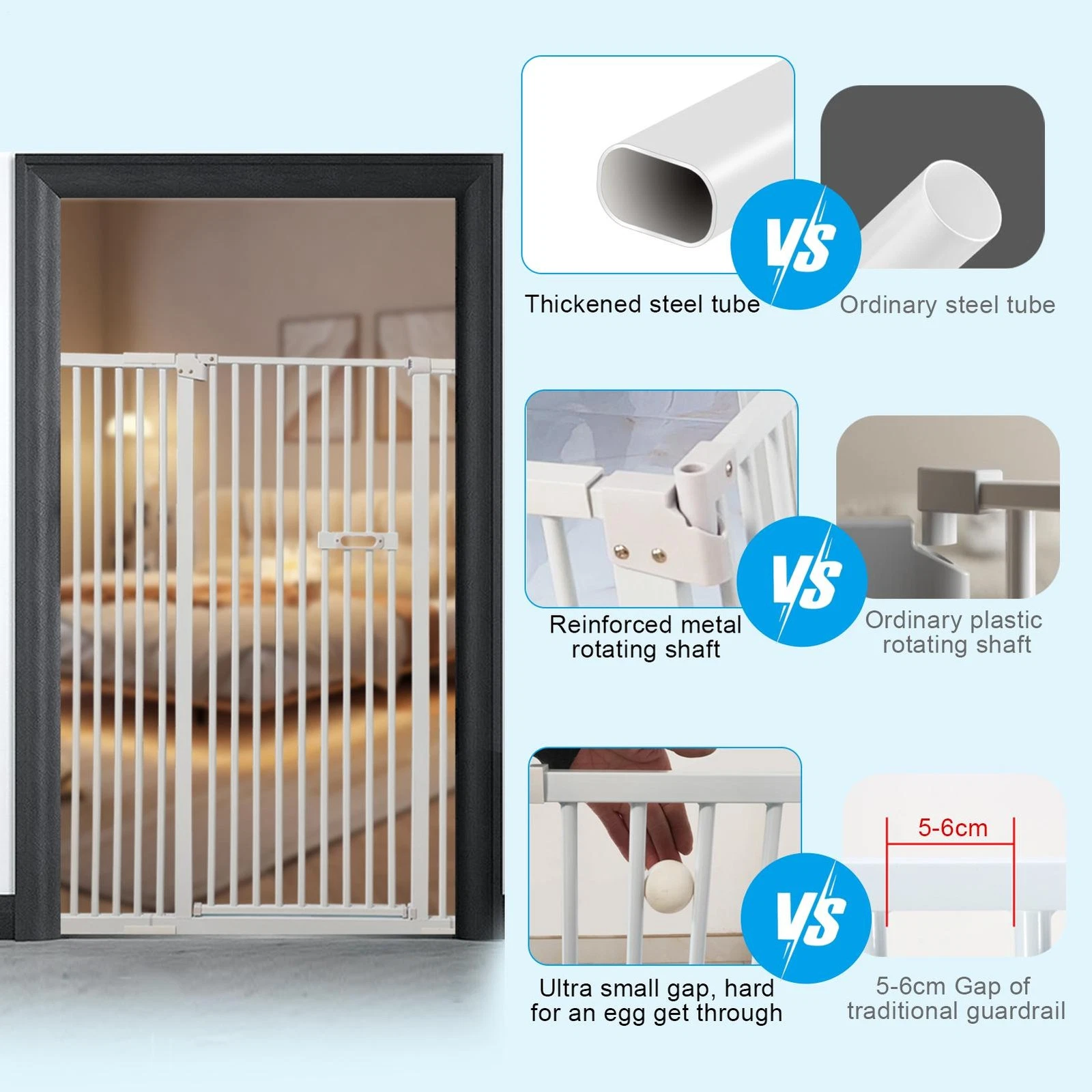 59 inch Extra Tall Cat Gate Indoor High Pet Barrier for Doorways Hallways New-
Opens in a new window