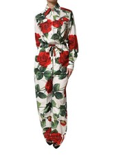 Dolce & Gabbana White Floral Print Cotton Jumpsuit Women's Dress Authentic