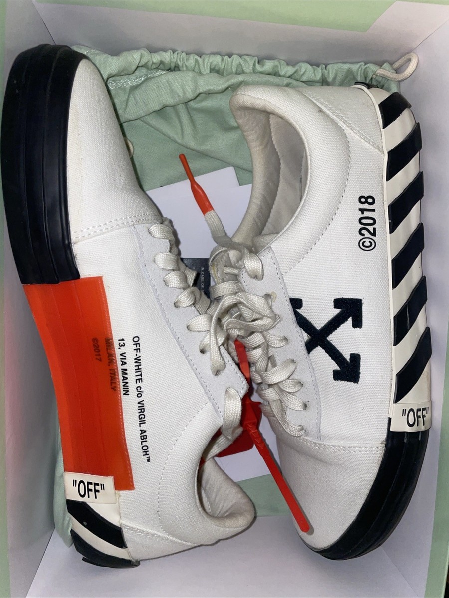 OFF-WHITE Vulc Low White (Updated Stripes) Size Mens US 10.5 / EU