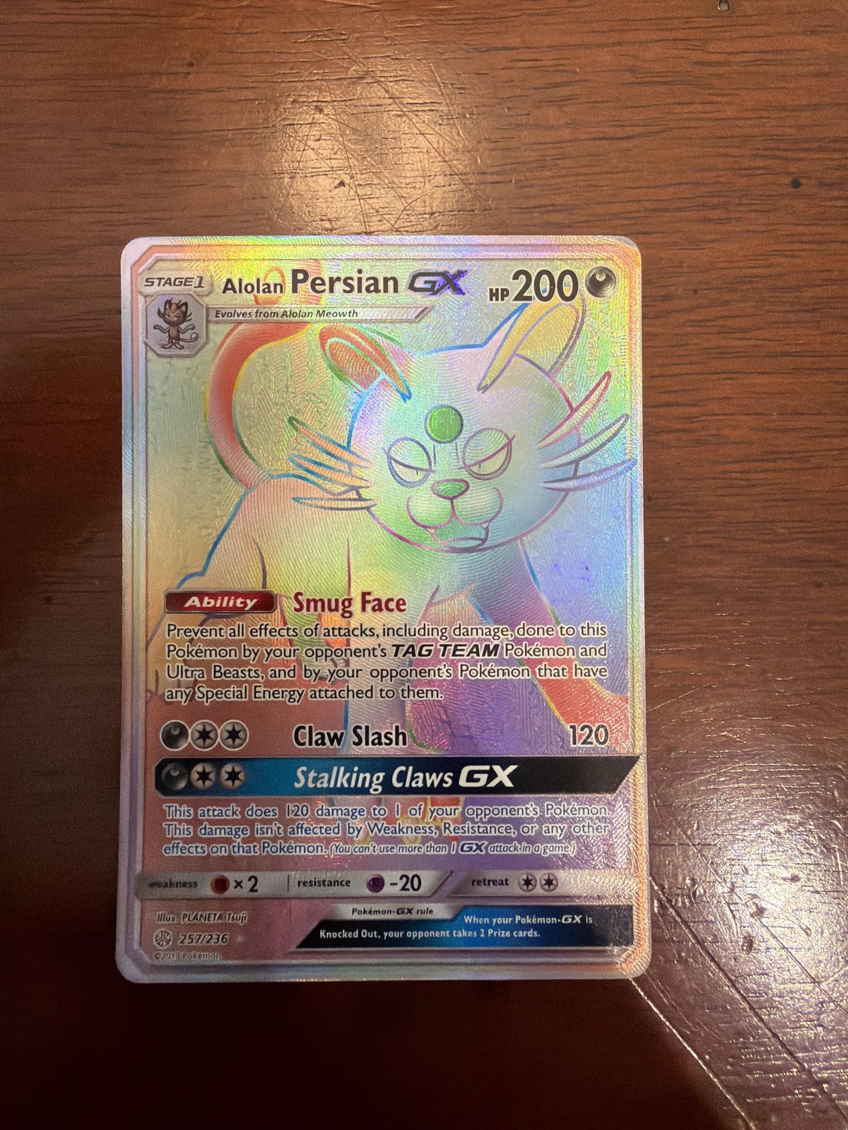 SM - Cosmic Eclipse #257/236 Alolan Persian GX (Secret)