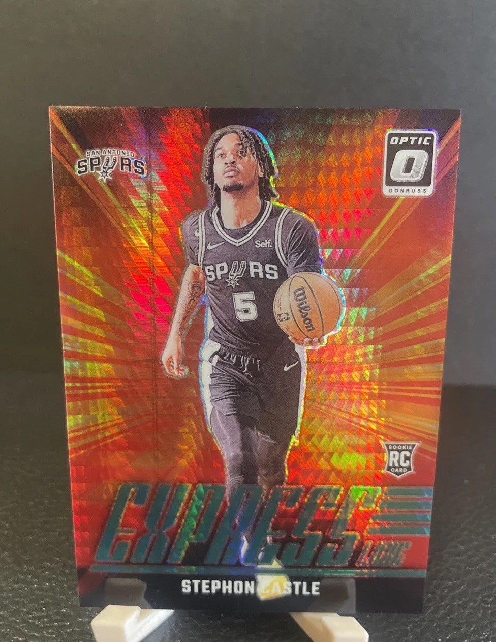 2024-25 Panini Optic Stephon Castle #1 EXPRESS LANE HYPER GREEN PRIZM /249
