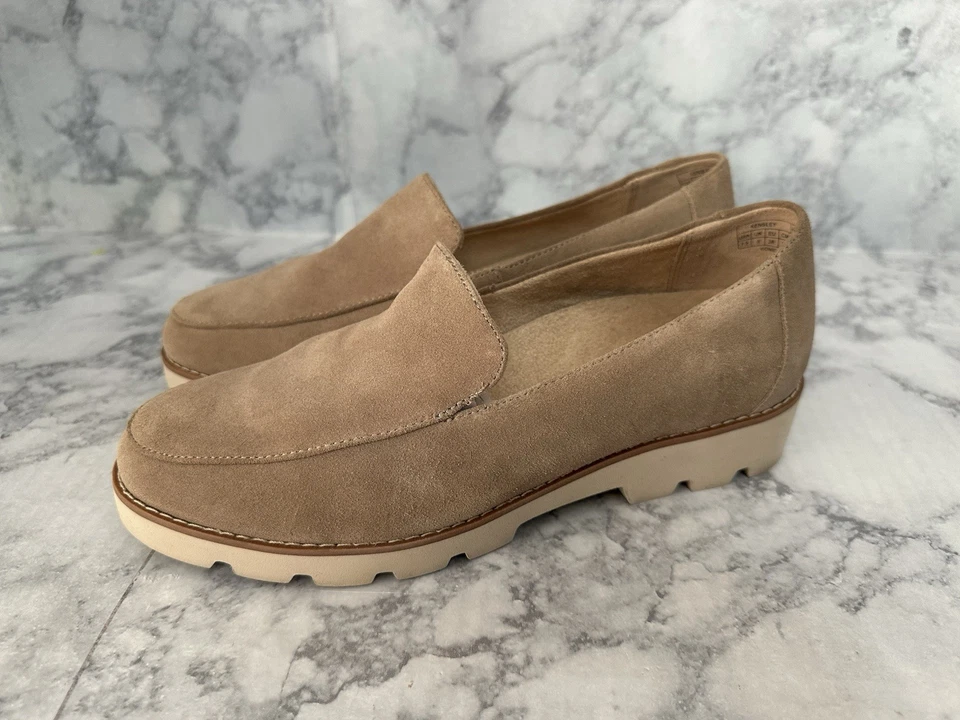 Vionic Kensley Tan Suede Leather Loafers sz 7.5 Lightweight Slipon Rubber Sole - Image 2 of 4