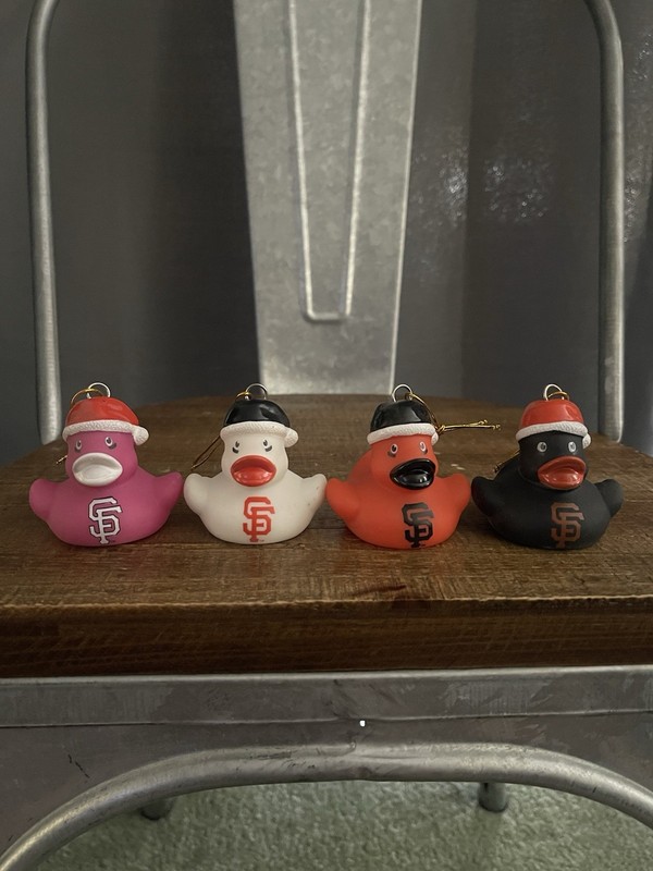 Set Of 4 San Francisco Giants Rubber Ducks Christmas Ornaments