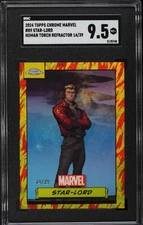 POP 1: 2024 Topps Chrome Marvel Star-Lord Human Torch Refractor /39 #89 SGC 9.5