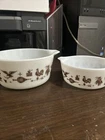 Vintage Pyrex Early American Cinderella Mixing Bowl Set of 2 Bowls Brown/White