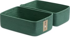 Large Shallow Organizing Baskets 15x11x5.1 Inches Rope Woven Storage Bins