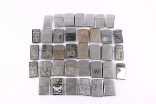 Vintage Zippo Lighter Lot 37 Pcs Chrome Venetian Scroll Goofy Motorcycle USA