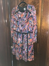 Vince Camuto Women’s Size 16 Multicolor w/Lurex Lined Long Sheer Sleeves Dress