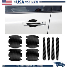8PCS Carbon Fiber Car Door Handle Scratch Protector Cover Sticker BColor: Black