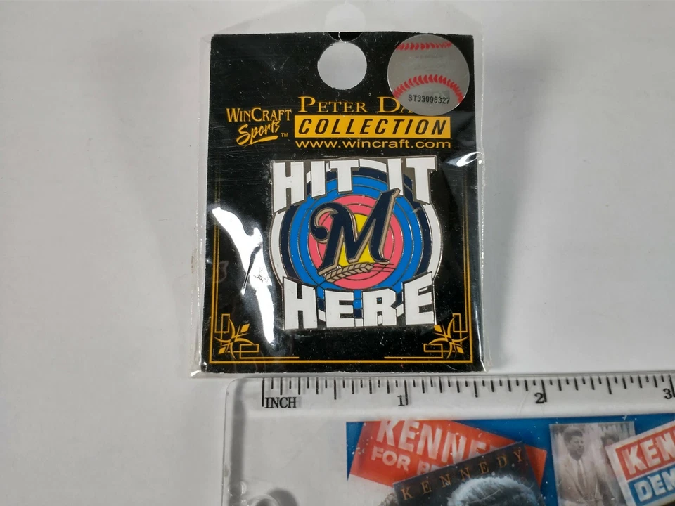 Milwaukee Brewers Hat Lapel Pin MLB Peter David Hit It Here - Image 3 of 3