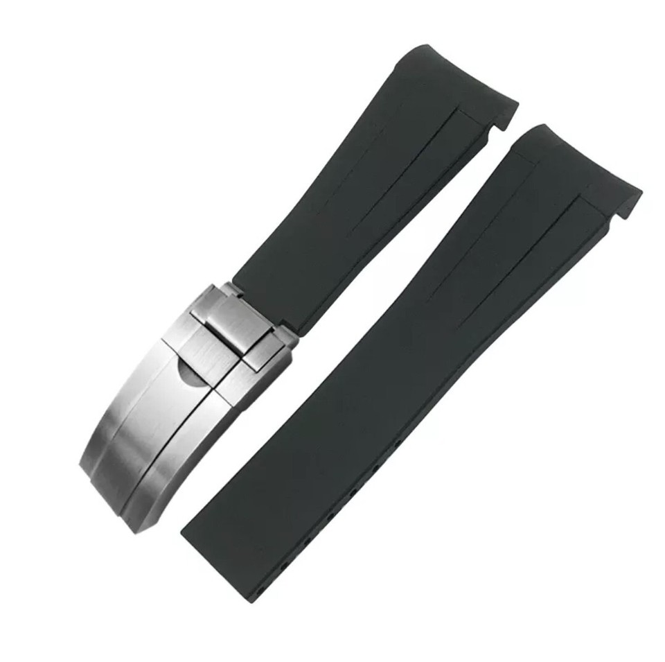 20mm Rubber Oysterflex Style Replacement Watch Strap With Clasp For
