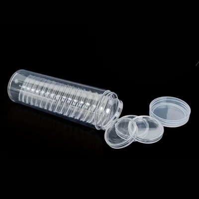 50PCS*40mm Con Capsules Round Plastc Con Holder Whte gaskets wth Case Box | eBay