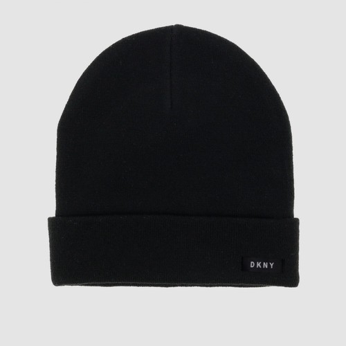 Black Embroidered Logo Beanie Hat One 
