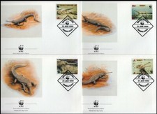 BANGLADESH 1990 WWF FDC?s (4) GHARIAL (ID:540/D5980)
