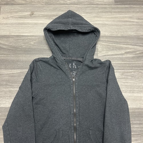 Vintage Gray Hoodie Women Small Babydoll Crop Full Zip Punk Grunge Skate Y2K - Picture 2 of 7