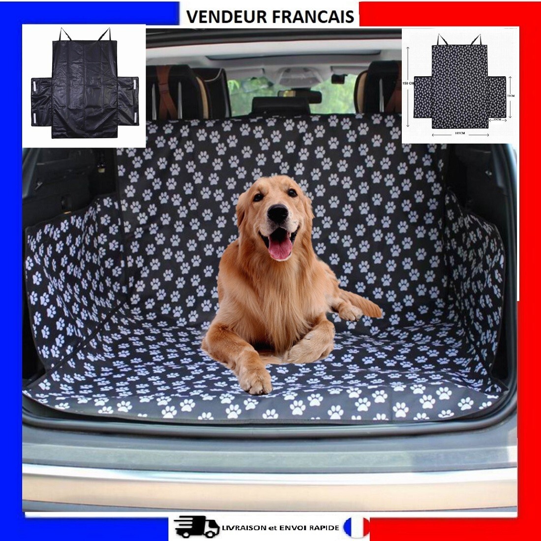 Tapis Caoutchouc Tapis De Coffre CaiTang 155x104cm - Protection Imperméable Pour Chien Voiture SUV Transport Chien Voiture