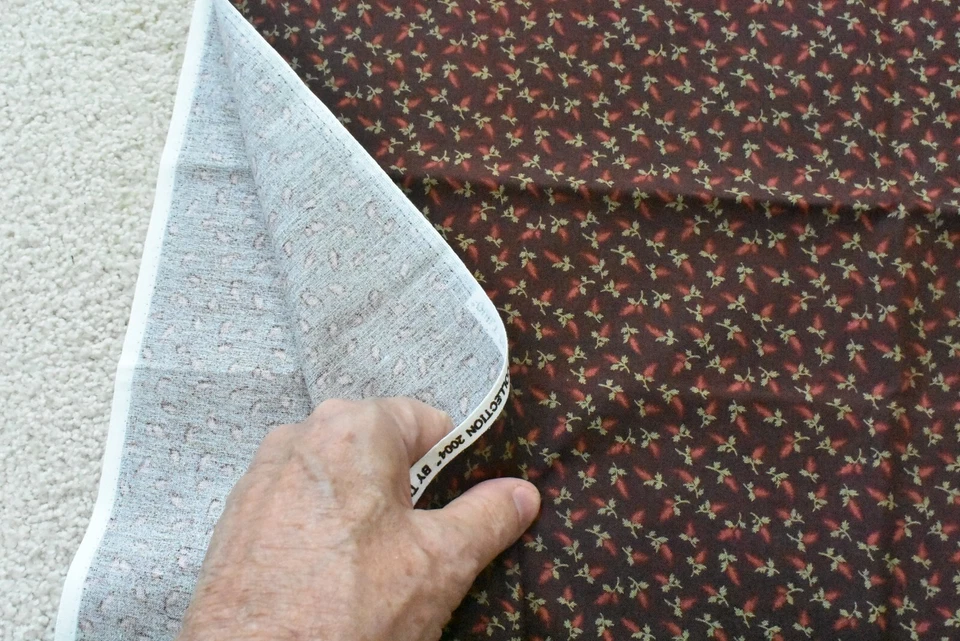 35" Long, Orange & Green Floral on Brown Quilt Cotton, Thimbleberries, P9343 - Image 4 of 4