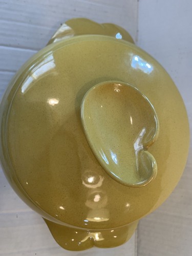 Vtg MCM Frankoma Yellow Gold Casserole & Warming Stand Fondue Bean Pot Casserole - Picture 5 of 13