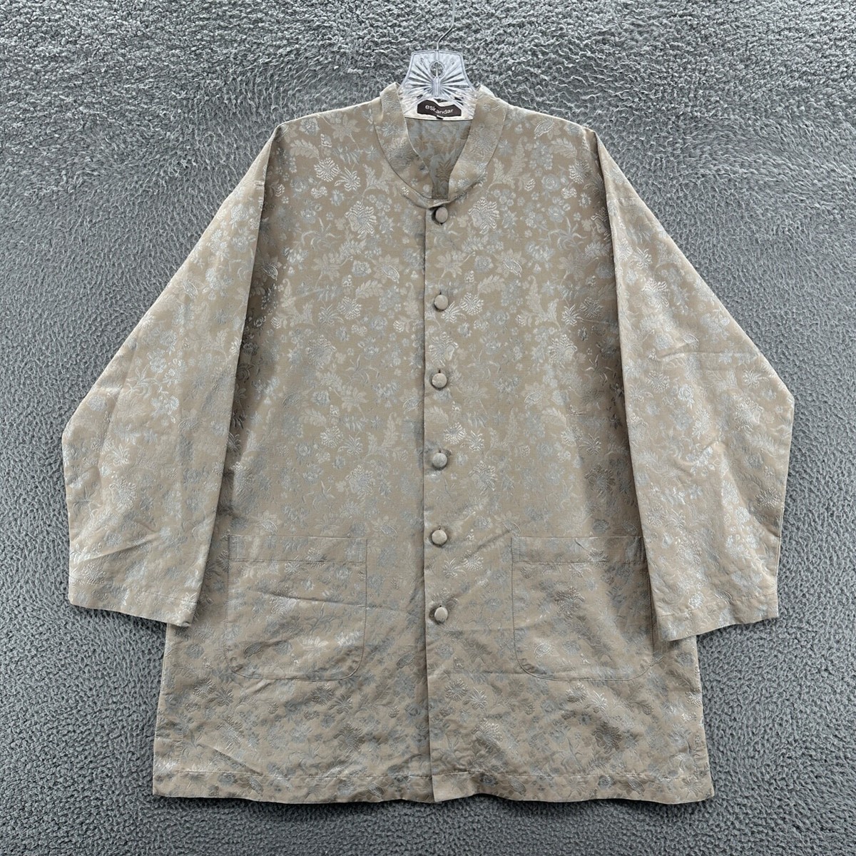 Eskandar Jacket Womens 1 Beige Floral Silk Blend Mandarin Tunic 