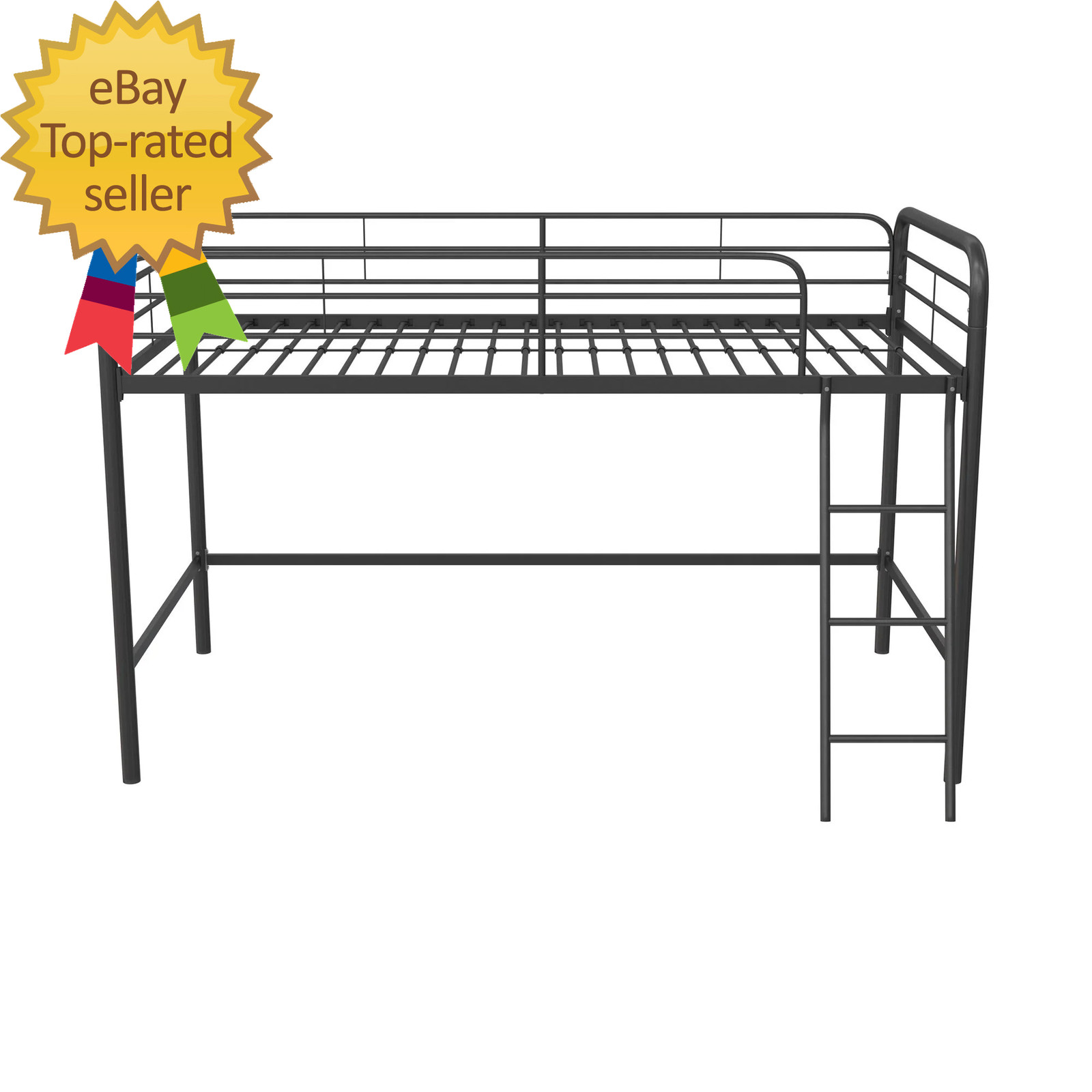 Jett Junior Twin Metal Loft Bed, Black
