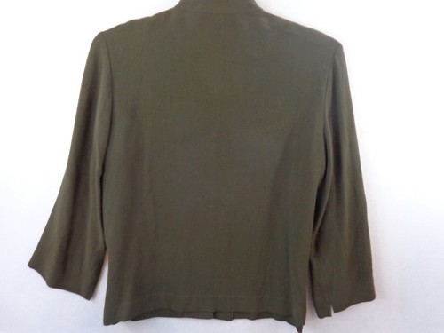 Eileen Fisher Blouse Women's 3/4 Sleeve Mandarin Collar Medium Green - 第 7/11 張圖片