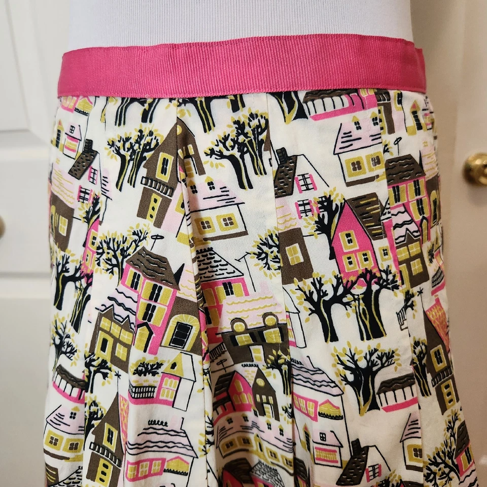 Falda Bernardo Talla 6 Mujer Rosa Estampado Pueblo Algodón Patinador Informal Fiesta Aline Foto 2 de 4