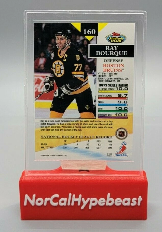 1993-94 Topps Stadium Club Hockey Ray Bourque #160 NHL Bruins - Image 2 of 2