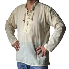 Fair Trade Cotton Hippy Boho Festival Larp Gothic Pirate Day Kurta Shirt S - 5XL