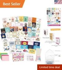 Quality 60-Card Birthday Set - Assorted Designs, Envelopes, and Weekly Planner