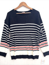 LuLaRoe Mariah Black Striped Knit Pullover Sweater Size XL NWT