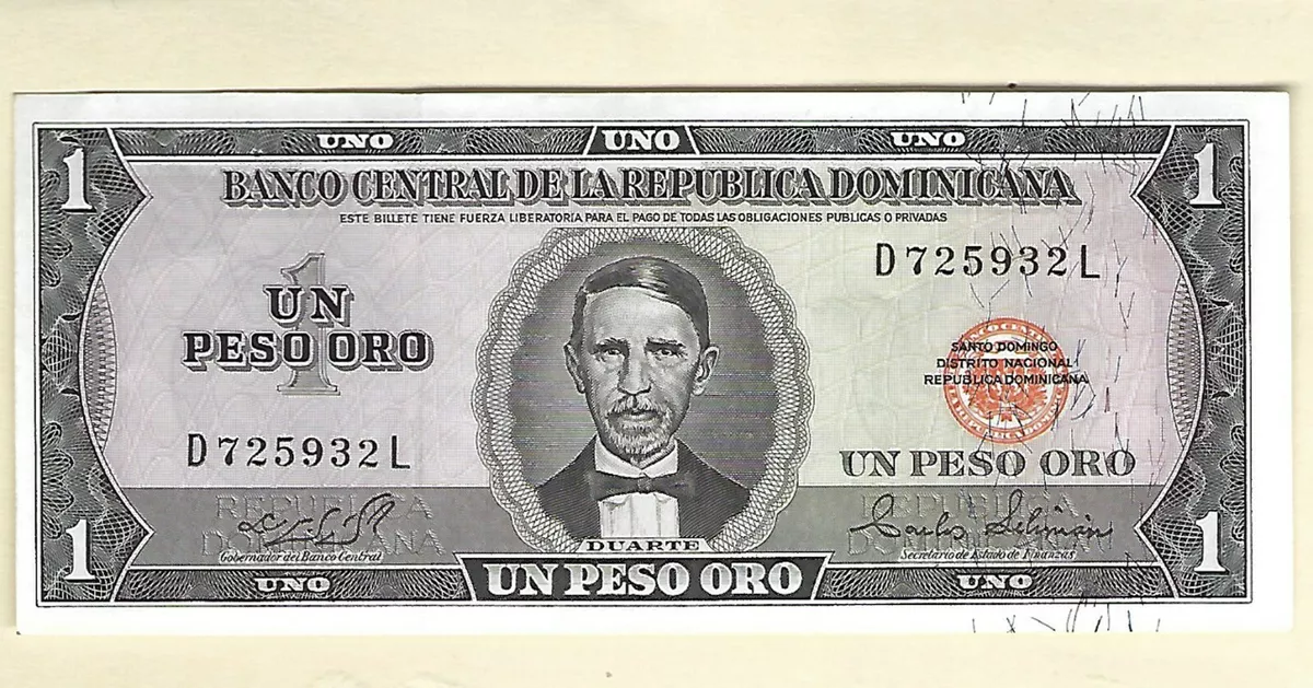 Dominican Republic 1 Peso Oro Paper Money 1975 Banknote Extra Fine