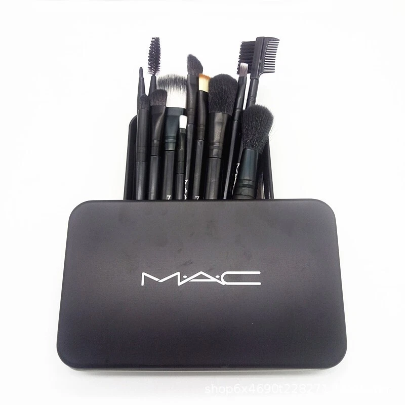 Mac Makeup Brush Set Pennello Dodici Iron Box Set Blush Ombretto Fondotinta Pennello - Immagine 4 di 4