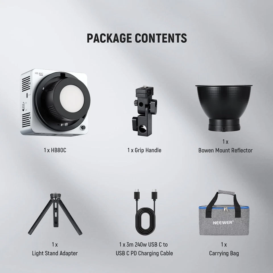 NEEWER HB80C 80W RGBWW Full Color 2500K-7500K Pocket COB Led Video Studio Light  - Image 4 of 4