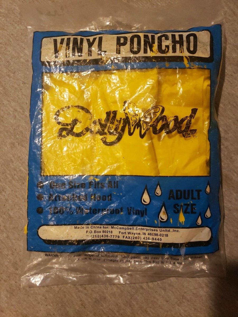 Yellow VINYL WATERPROOF ONE SIZE PONCHO **NEW** Dollywood | eBay