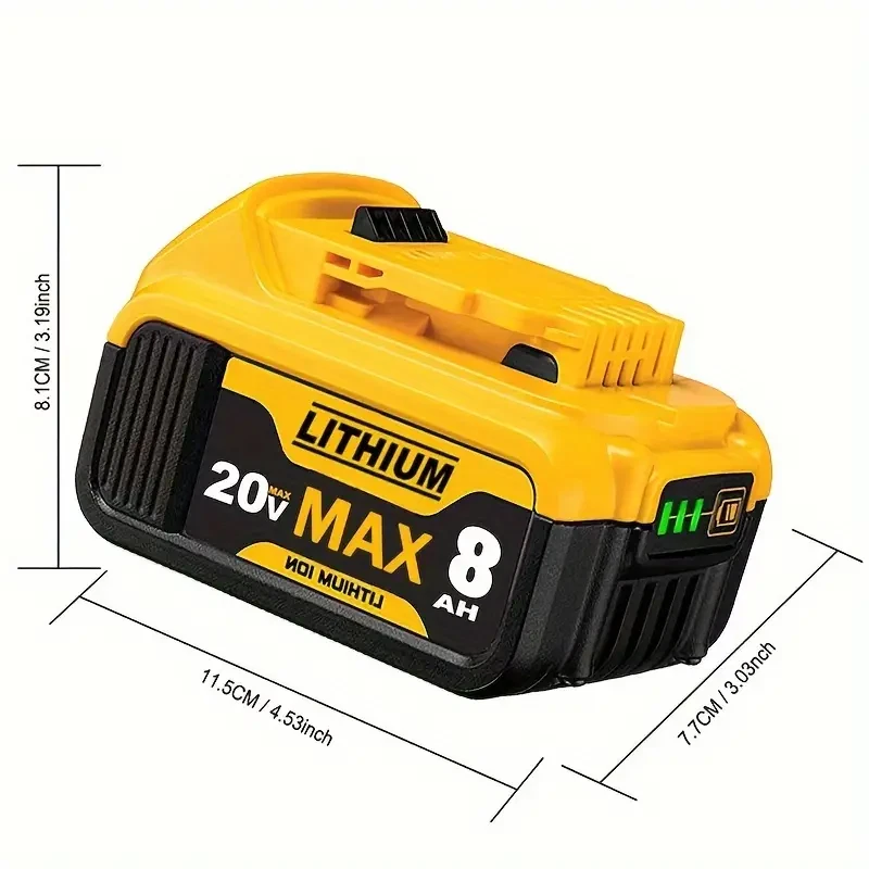 【Alta Calidad】Pack de 4 baterías de litio DCB200 20V 8Ah de repuesto para Dewalt Foto 2 de 4
