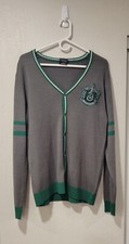 Harry Potter Gray Green Slytherin V Neck Knitted Cardigan Sweater Medium