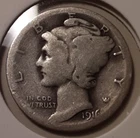 1916-S Mercury Dime 10c San Francisco Mint 90% US Silver (#64-6140) Winged Cap