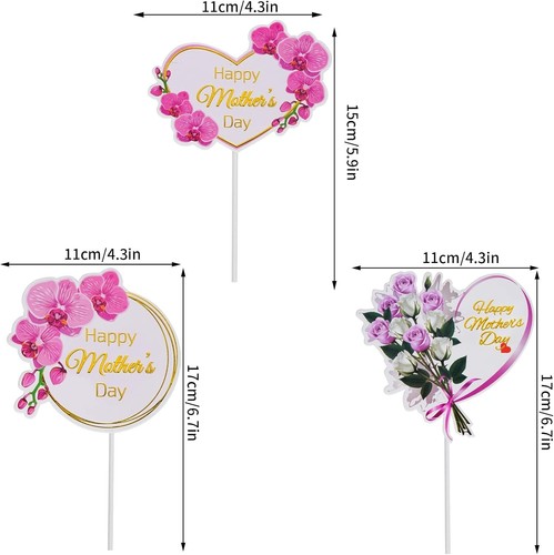 12 Pieces Happy Mother'S Day Cake Toppers Flower Cupcake Topper for Mother'S Day - Picture 2 of 7