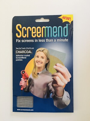 ScreenMend Window Screen Repair Kit  5''x7'' Mesh Patch, Charcoal