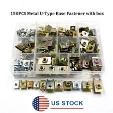 150PCS Mixed Metal U-Type Base Fender Bumper Leaf Board Fastener Clip USA Ship