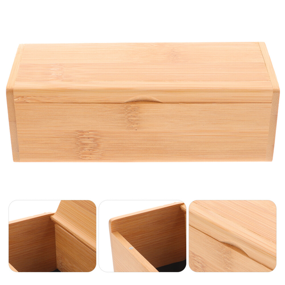 Jewelry Organizer Bamboo Storage Box Pink Trash Can with Lid-image