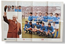 Poster Italia '82 Pertini Campioni del Mondo Raro Originale Vintage Calcio