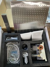 LED Shower Faucet Set Rainfall Shower Head Combo w/ Mixer Valve Kit