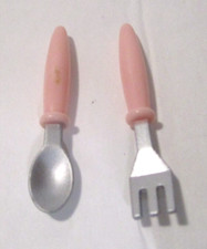 VINTAGE TYCO KITCHEN LITTLES BARBIE BIRTHDAY PARTY PINK FORK  SPOON BIN H 1