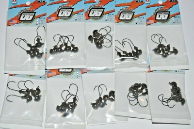 10 packs z-man og mushroom jig head jigheads 3/32oz green pumpkin size 2 hook 
