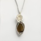 Tigers Eye Gemstone Pendant,  20 In. With Silver Plated Wire Wrap.