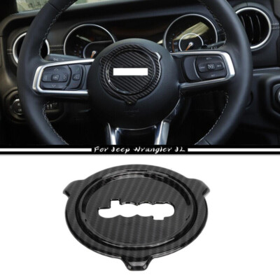 For 18-2023 Jeep Wrangler JL Carbon Fiber Steering Wheel Center Ring Cover Trim