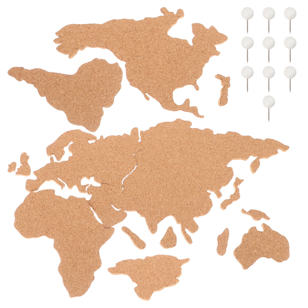 Wall Hanging Decor World Map Wooden Board Rustic Travel Office